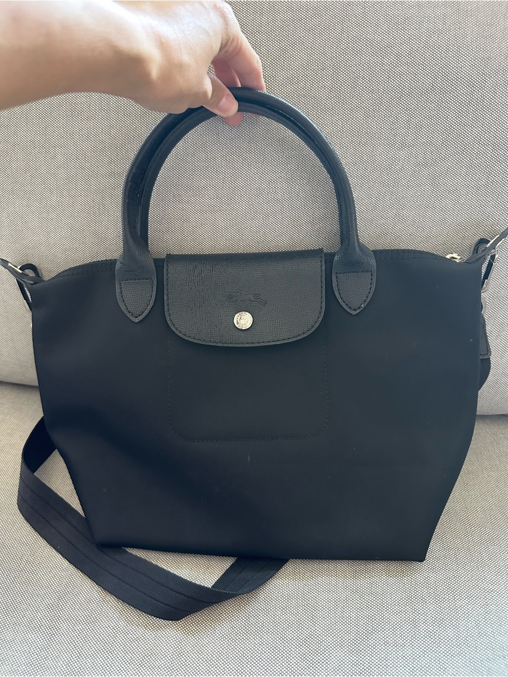 Longchamp Le Pliage black nylon small crossbody